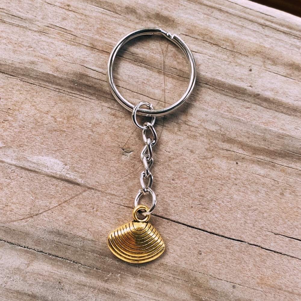 Gold seashell keychain silver handmade gift mermaid beach summer vacation car